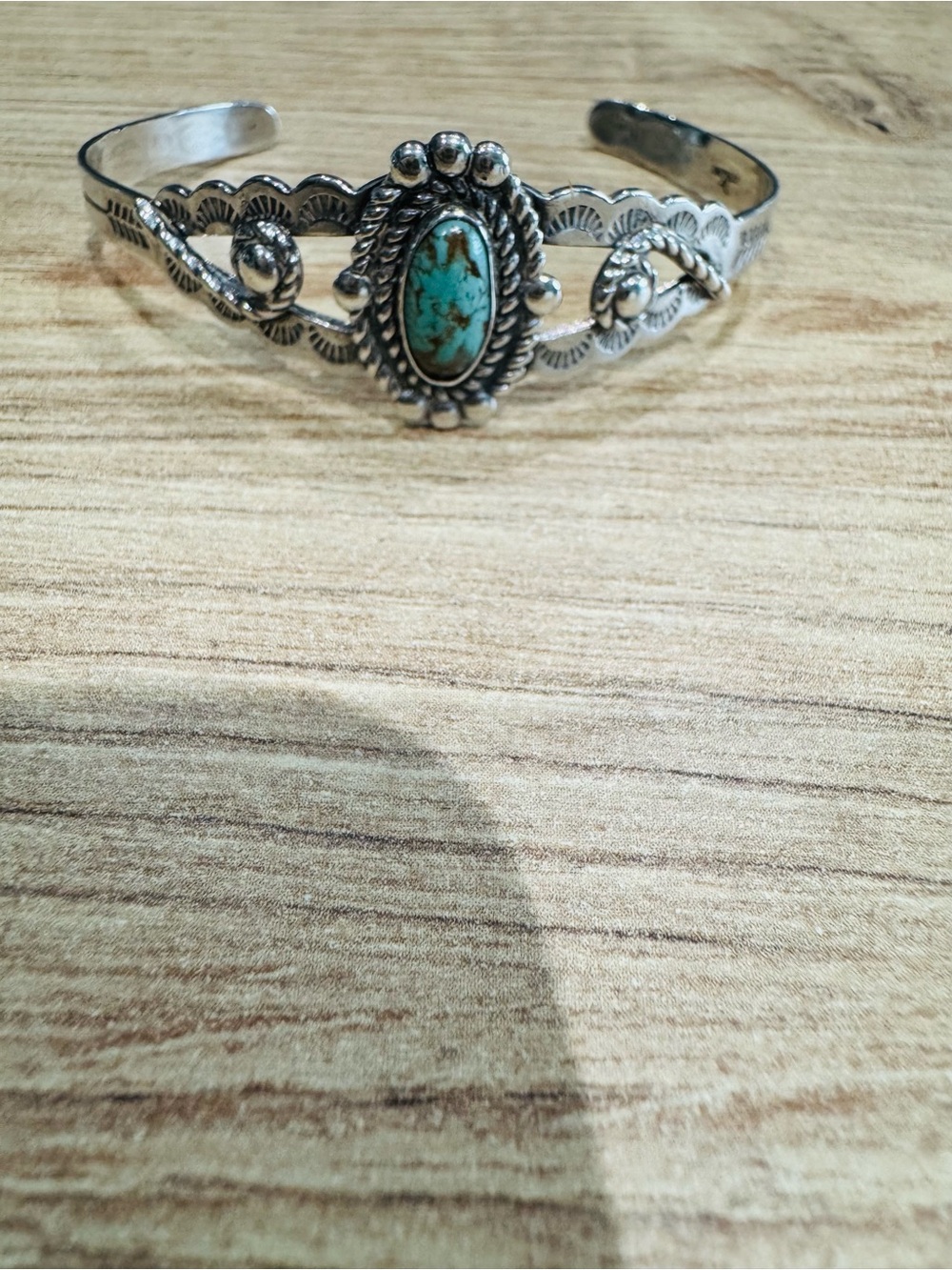Native American Turquoise Sterling Silver Cuff Bracelet